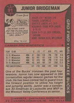 1979-80 Topps Junior Bridgeman #91 card back image