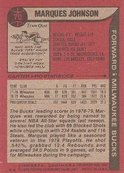 1979-80 Topps Marques Johnson #70 card back image