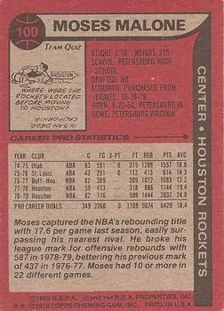 1979-80 Topps Moses Malone #100 card back image