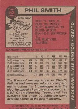 1979-80 Topps Phil Smith #53 card back image