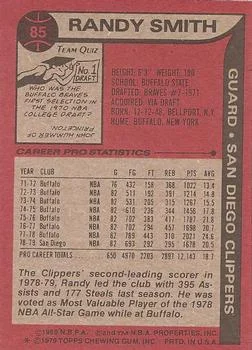 1979-80 Topps Randy Smith #85 card back image