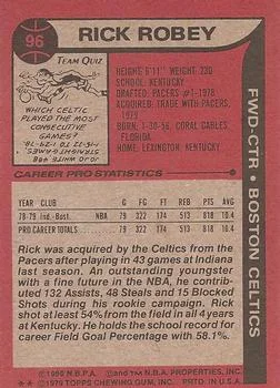 1979-80 Topps Rick Robey #96 card back image