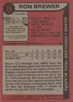 1979-80 Topps Ron Brewer #79 card back image