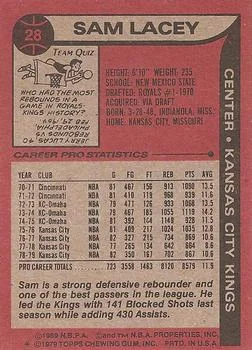 1979-80 Topps Sam Lacey #28 card back image