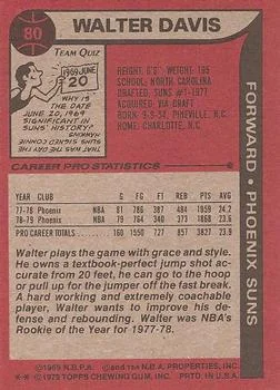 1979-80 Topps Walter Davis #80 card back image