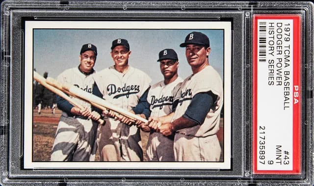 1979 TCMA Baseball History Series, Dodger Power Duke Snider, Roy Campanella, Gil Hodges, Carl Furillo #43 card image