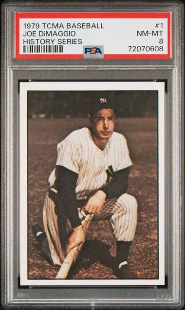 1979 TCMA Baseball History Series Joe DiMaggio #1 card image