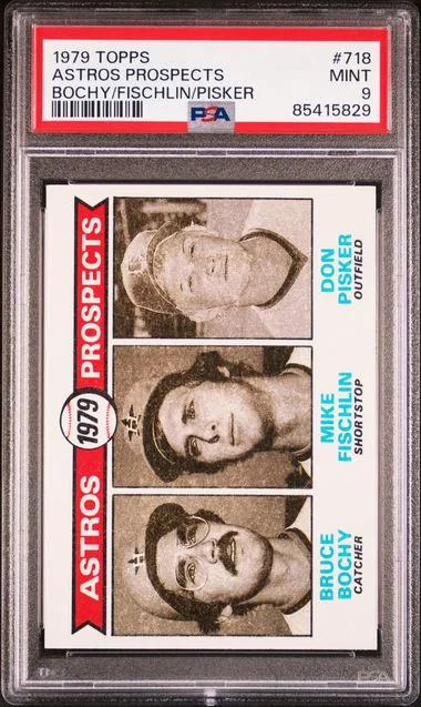 1979 Topps Bochy/Fischlin/Pisker Astros Prospects #718 card image