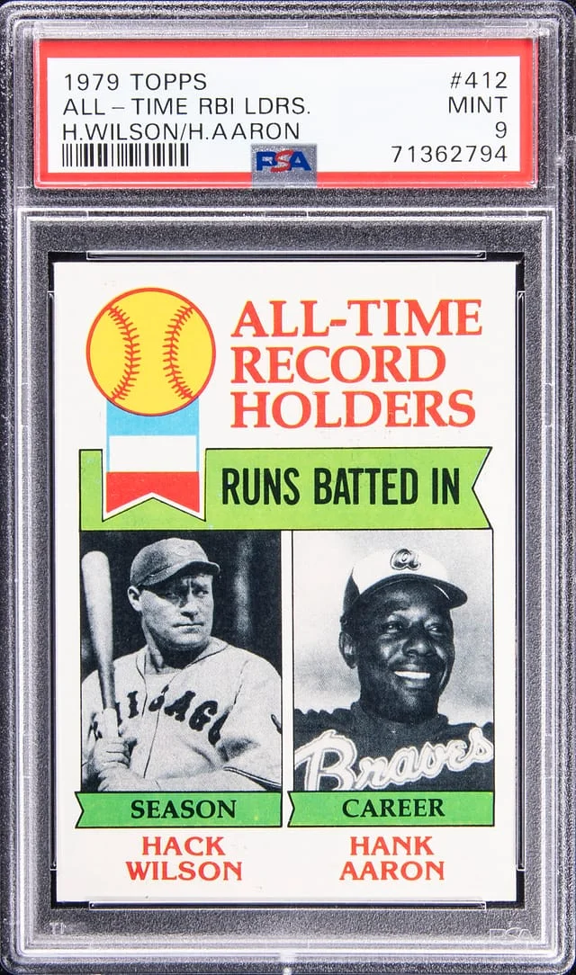 1979 Topps Hack Wilson/Hank Aaron All-Time RBI Leaders #412 card image