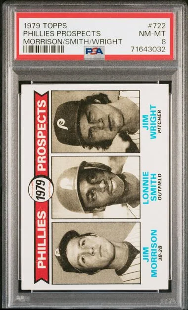 1979 Topps Phillies Prospects Morrison/Smith/Wright #722 card image
