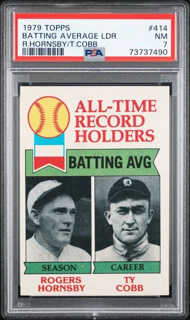 1979 Topps Rogers Hornsby/Ty Cobb All-Time Record Holders, Batting Average #414 card image