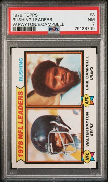 1979 Topps Walter Payton/Earl Campbell Rushing Leaders #3 card image
