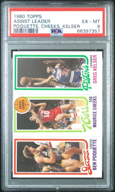 1980-81 Topps Assist Leader Ben Poquette/Maurice Cheeks/Greg Kelser #no-number card image