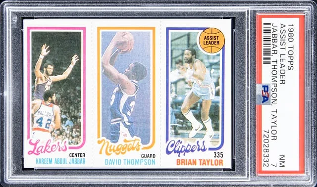 1980-81 Topps Assist Leader Kareem Abdul-Jabbar/David Thompson/Brian Taylor #no-number card image