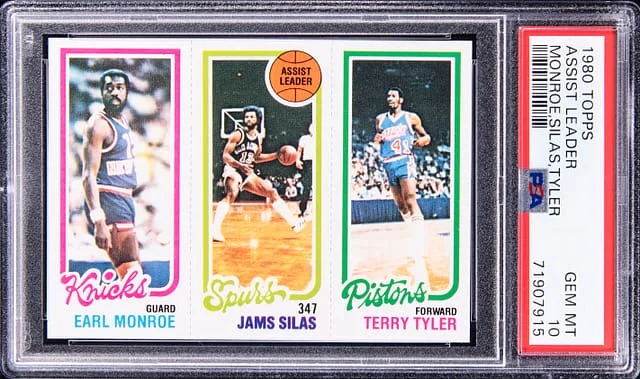 1980-81 Topps Assist Leader Monroe/Silas/Tyler #no-number card image