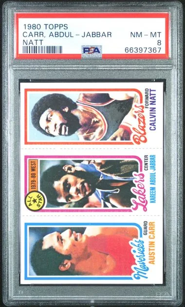1980-81 Topps Austin Carr/Calvin Natt/Kareem Abdul-Jabbar #no-number card image