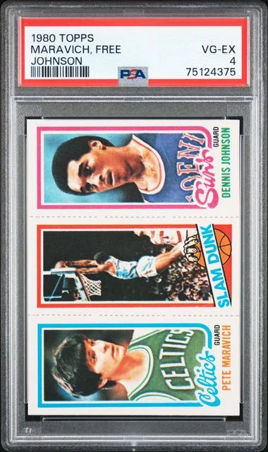 1980-81 Topps Dennis Johnson/Lloyd Free/Pete Maravich #no-number card image