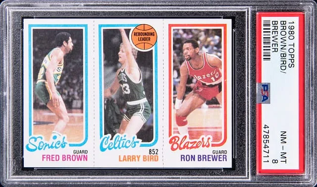1980-81 Topps Fred Brown/Larry Bird/Ron Brewer #no-number card image