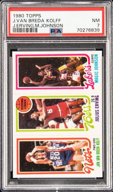 1980-81 Topps Jan Van Breda Kolff/Julius Erving/Magic Johnson - Magic Johnson #no-number card image