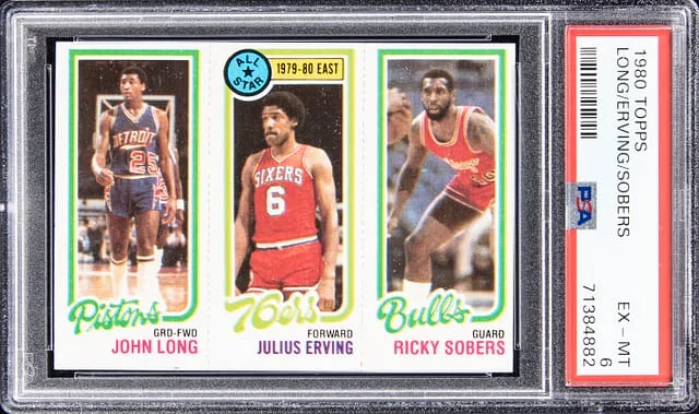 1980-81 Topps John Long, Julius Erving, Ricky Sobers #no-number card image
