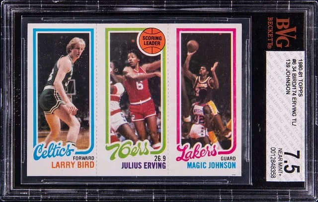 1980-81 Topps Larry Bird, Julius Erving, Magic Johnson Scoring Leaders #6 card image