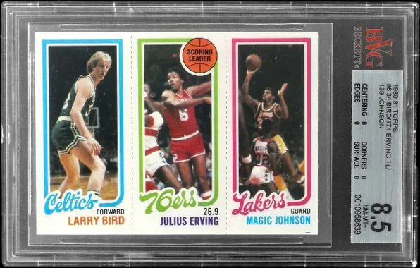 1980-81 Topps Larry Bird/Julius Erving/Magic Johnson Scoring Leaders #6 card image