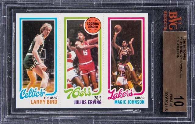 1980-81 Topps Larry Bird/Magic Johnson/Julius Erving SL #6 card image