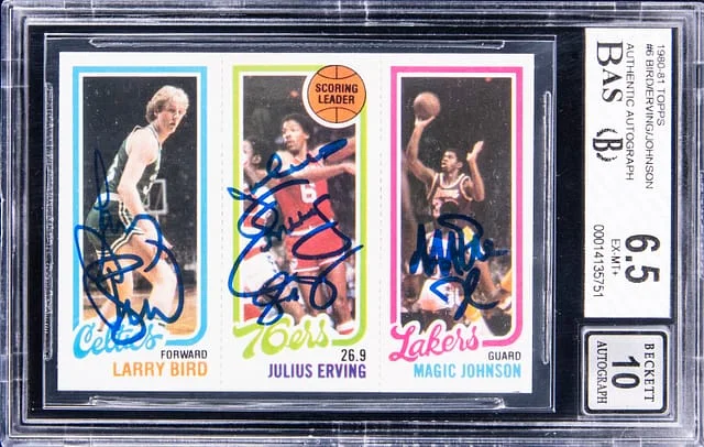 1980-81 Topps Larry Bird/Magic Johnson/Julius Erving Triple Scoring Leaders #6 card image