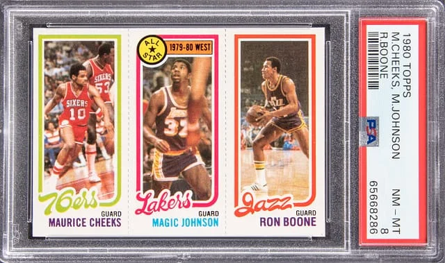 1980-81 Topps Magic Johnson/Maurice Cheeks/Ron Boone – Magic Johnson #no-number card image