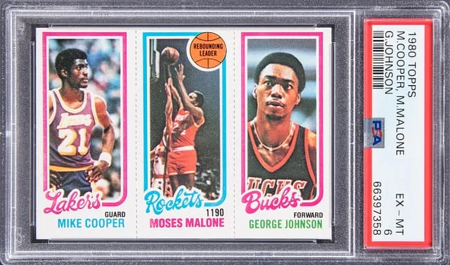 1980-81 Topps Michael Cooper/Moses Malone/George Johnson #no-number card image