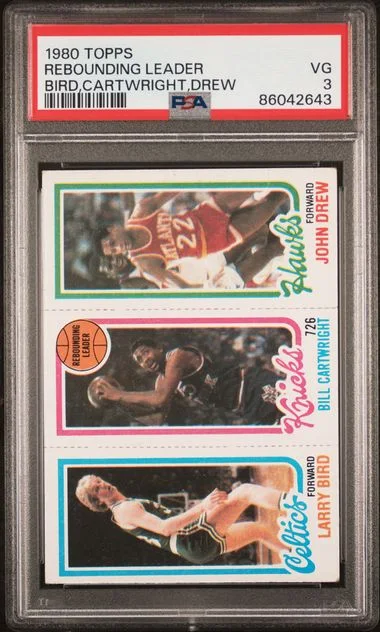 1980-81 Topps Rebounding Leader Bird/Cartwright/Drew - Larry Bird #no-number card image