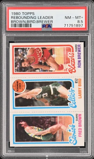 1980-81 Topps Rebounding Leader Fred Brown/Larry Bird/Ron Brewer #no-number card image