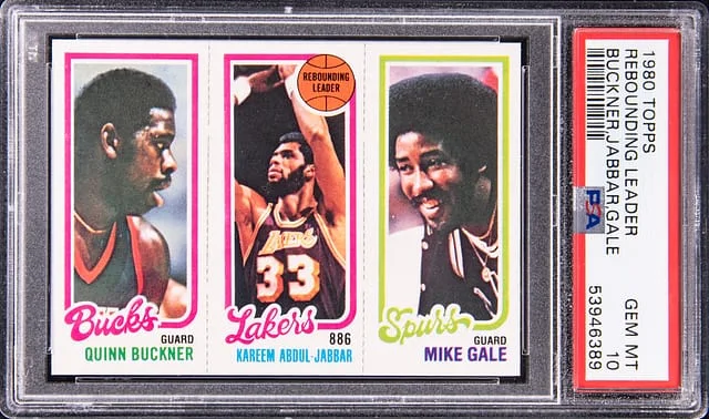 1980-81 Topps Rebounding Leader Kareem Abdul-Jabbar/Quinn Buckner/Mike Gale ‚ #no-number card image