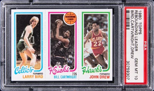 1980-81 Topps Rebounding Leader Larry Bird/Bill Cartwright/John Drew #no-number card image