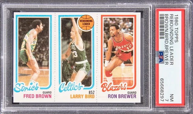 1980-81 Topps Rebounding Leader Larry Bird/Fred Brown/Ron Brewer – Larry Bird #no-number card image