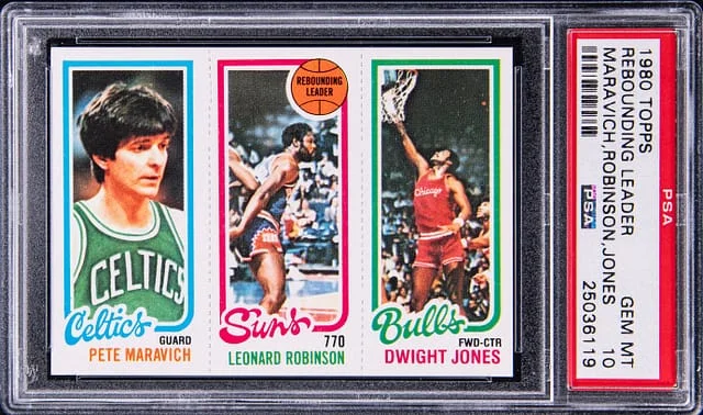 1980-81 Topps Rebounding Leader Maravich/Robinson/Jones #no-number card image