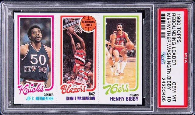 1980-81 Topps Rebounding Leader Meriweather/Washington/Bibby #no-number card image