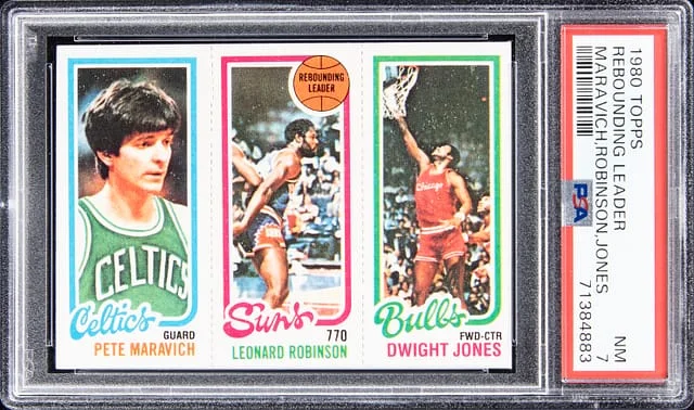 1980-81 Topps Rebounding Leader Pete Maravich, Leonard Robinson, Dwight Jones #no-number card image