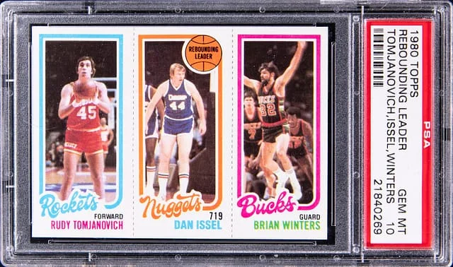 1980-81 Topps Rebounding Leader Rudy Tomjanovich/Dan Issel/Brian Winters #no-number card image