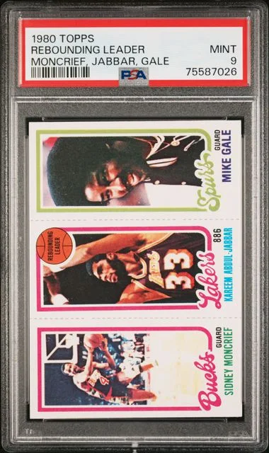 1980-81 Topps Rebounding Leader Sidney Moncrief/Kareem Abdul-Jabbar/Mike Gale #no-number card image