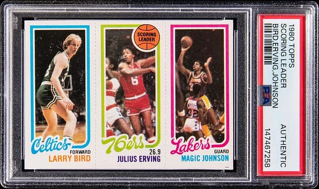 1980-81 Topps Scoring Leader Bird/Erving/Johnson #no-number card image