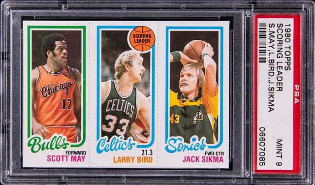1980-81 Topps Scoring Leader Bird/May/Sikma #no-number card image