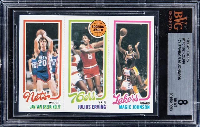 1980-81 Topps Scoring Leader Jan Van Breda Kolff/Julius Erving/Magic Johnson #no-number card image