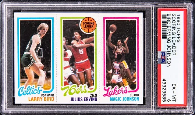 1980-81 Topps Scoring Leader Larry Bird/Julius Erving #no-number card image