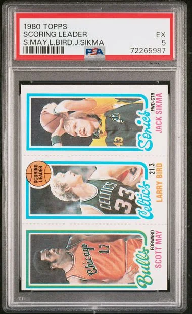 1980-81 Topps Scoring Leader Scott May/Larry Bird/Jack Sikma #no-number card image
