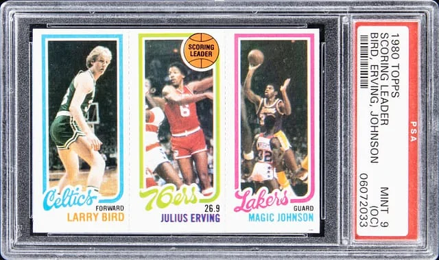 1980-81 Topps Scoring Leaders Larry Bird/Julius Erving/Magic Johnson #no-number card image