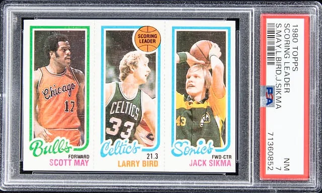 1980-81 Topps Scoring Leaders Scott May/Larry Bird/Jack Sikma #no-number card image