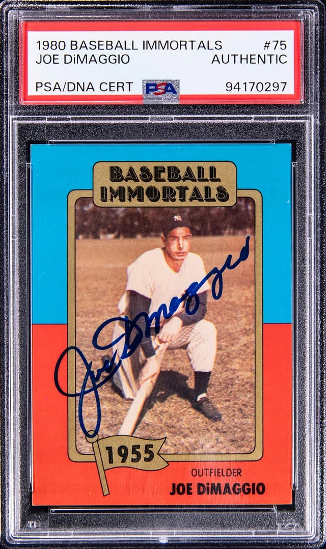 1980 Baseball Immortals Joe DiMaggio #75 card image