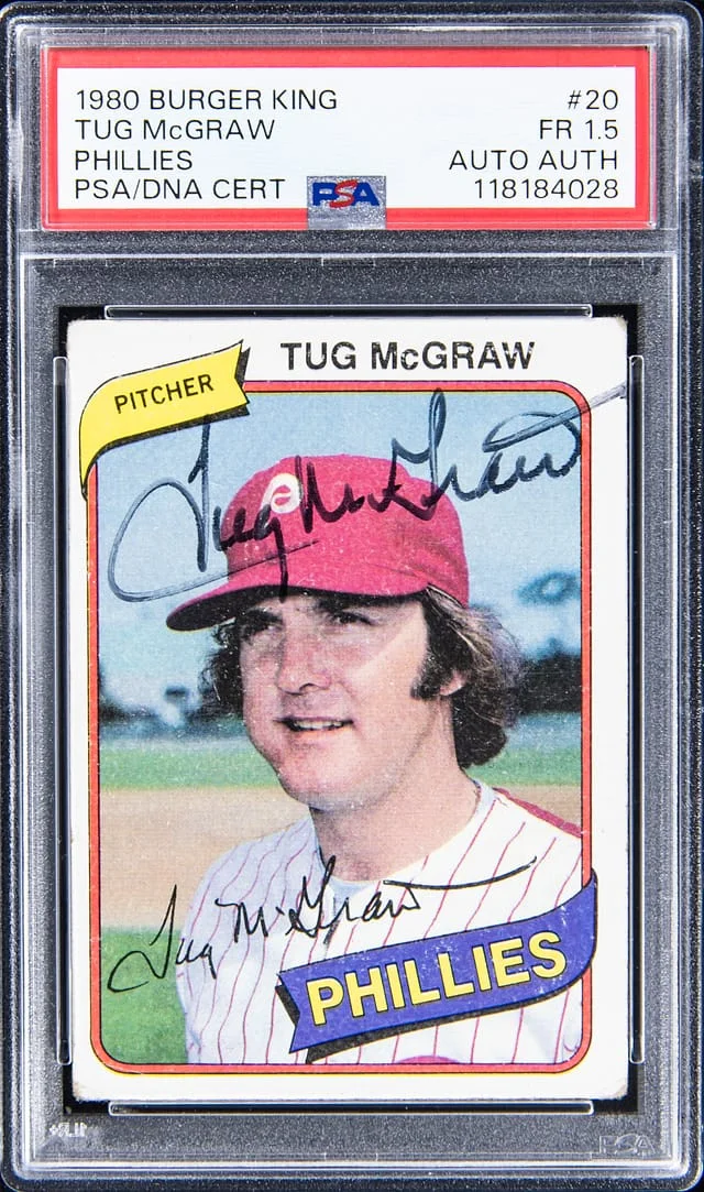 1980 Burger King Phillies Tug McGraw #20 card image