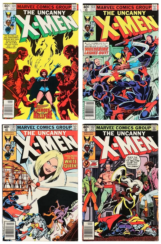 1980 Marvel) 4 Books - Raw - 1st Cover Appearance of Emma Frost, 2nd Appearance of the Dazzler, 1st Full Team Appearance of the Hellfire Club, Solo Wolverine Cover #1st card image